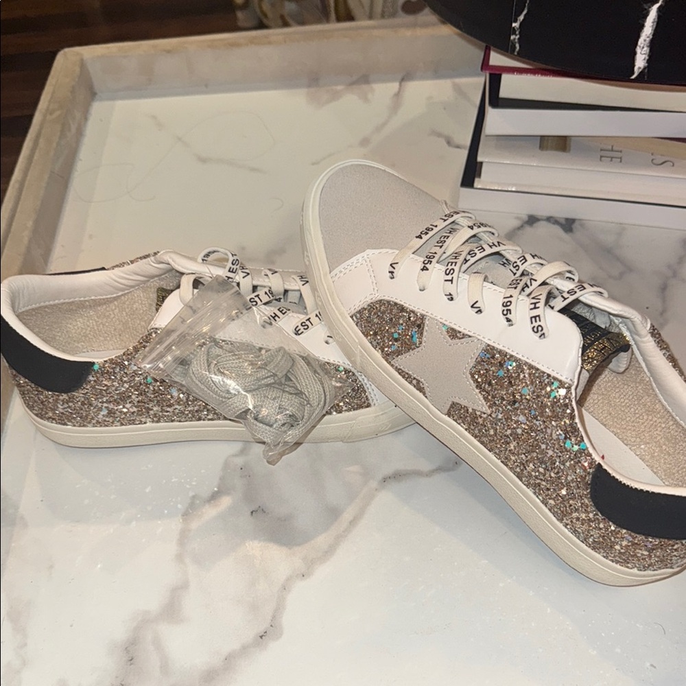 Fashion Sneakers with Glitter Accents
